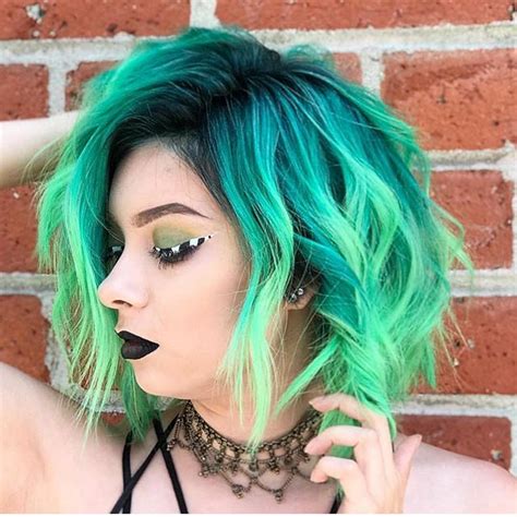 green ombre hair short